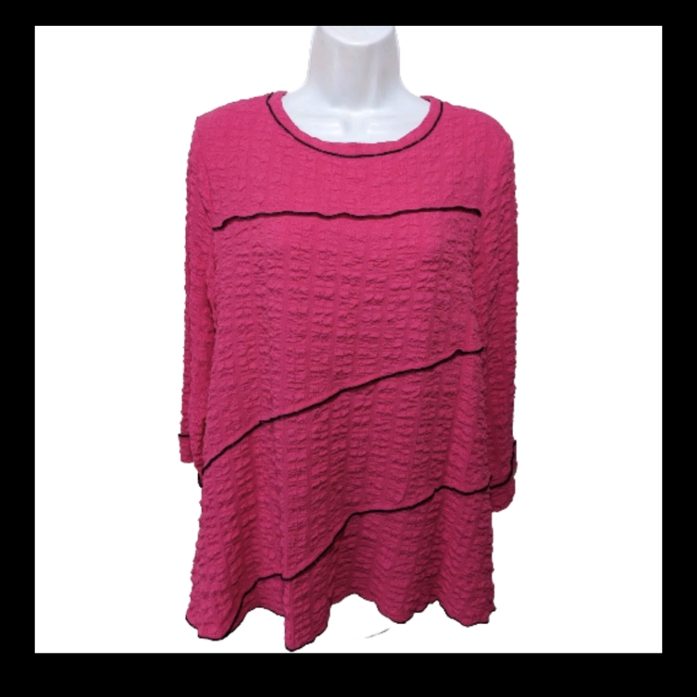 Ali Miles Tunic Top M Pink Artsy Mature Boho